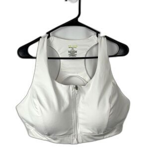 Tek Gear Zip Front Sports Bra Lot of 2 Plus Size 2X White Racerback Wireless EUC